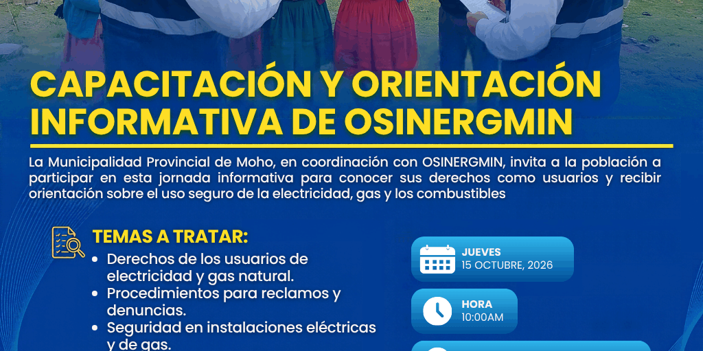 CONVOCATORIA A LA CAPACITACIÓN Y ORIENTACIÓN INFORMATIVA DE OSINERGMIN